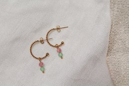 Øreringe Tourmaline & Aventurine - Guld