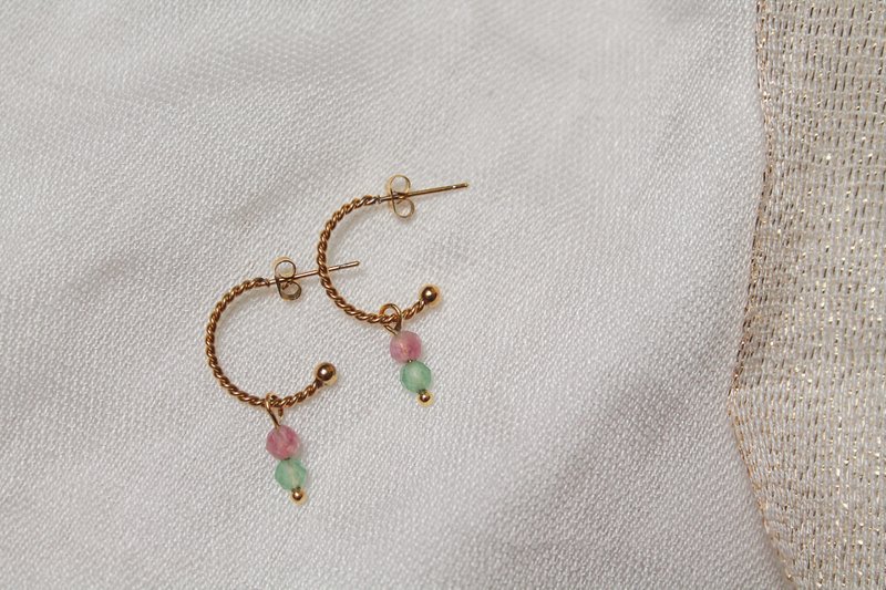 Øreringe Tourmaline & Aventurine - Guld