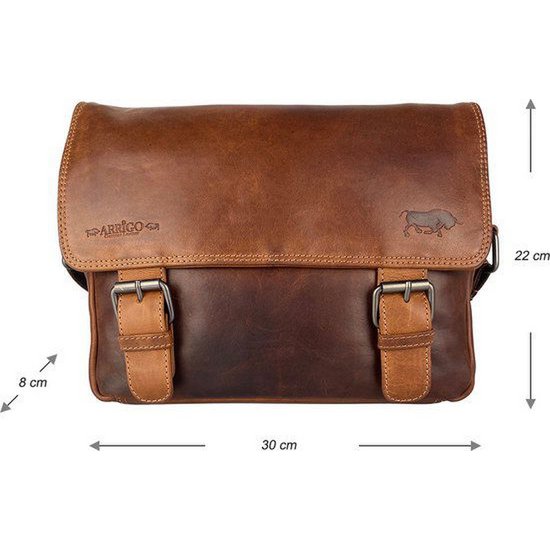 Sac à bandoulière pour femmes - sac de messager en cuir Cognac / sac à bandoulière