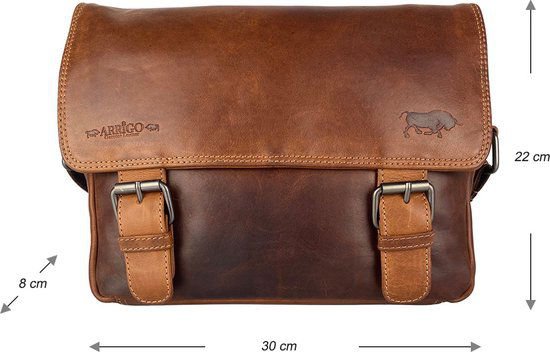 Damer skuldertaske - cognac læder messenger taske / crossbody taske