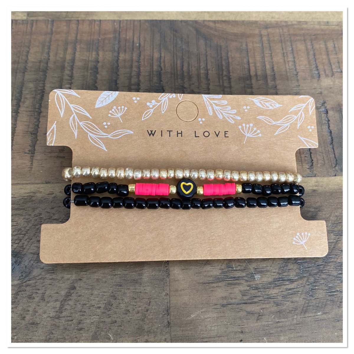Armband set heart pink