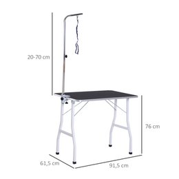 Trimming table for dogs, dog grooming table, foldable, pet grooming table with height-adjustable boom, slings, non-slip surface, shearing table up to 150 kg, 91.5 x 61.5 x 76 cm, black