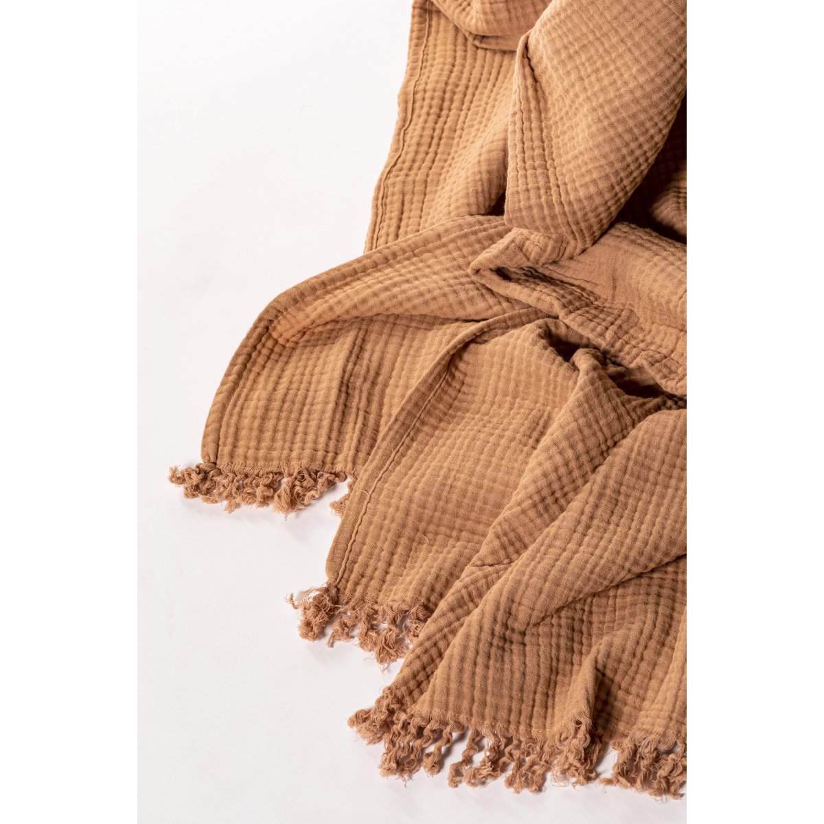 Plaid coton SUZETTE 130x160cm, taupe