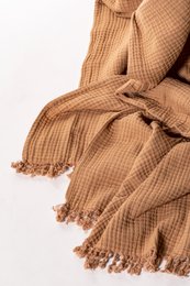 Plaid coton SUZETTE 130x160cm, taupe