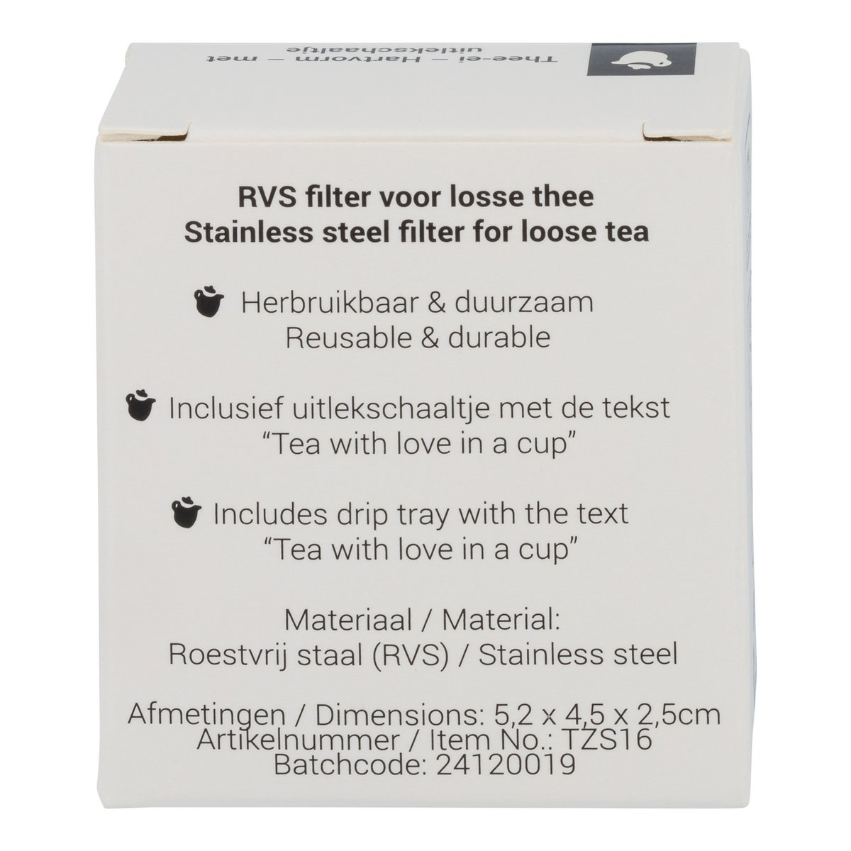 Thee-ei - Hartvorm met uitlekschaaltje - in verpakking