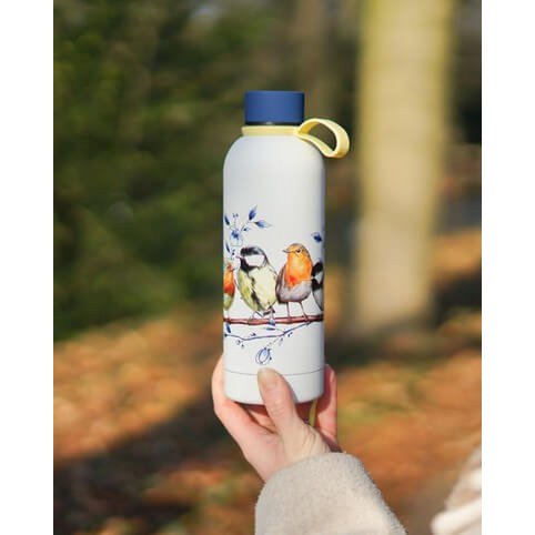Water bottle forest birds - insulated - stainless steel