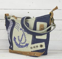 Sac à bandoulière durable Sunsa pour femmes. Sac à bandoulière fabriqué à partir de jeans recyclés et de toile (toile). Sac à main style rétro vintage. Sac bandoulière pour femme.