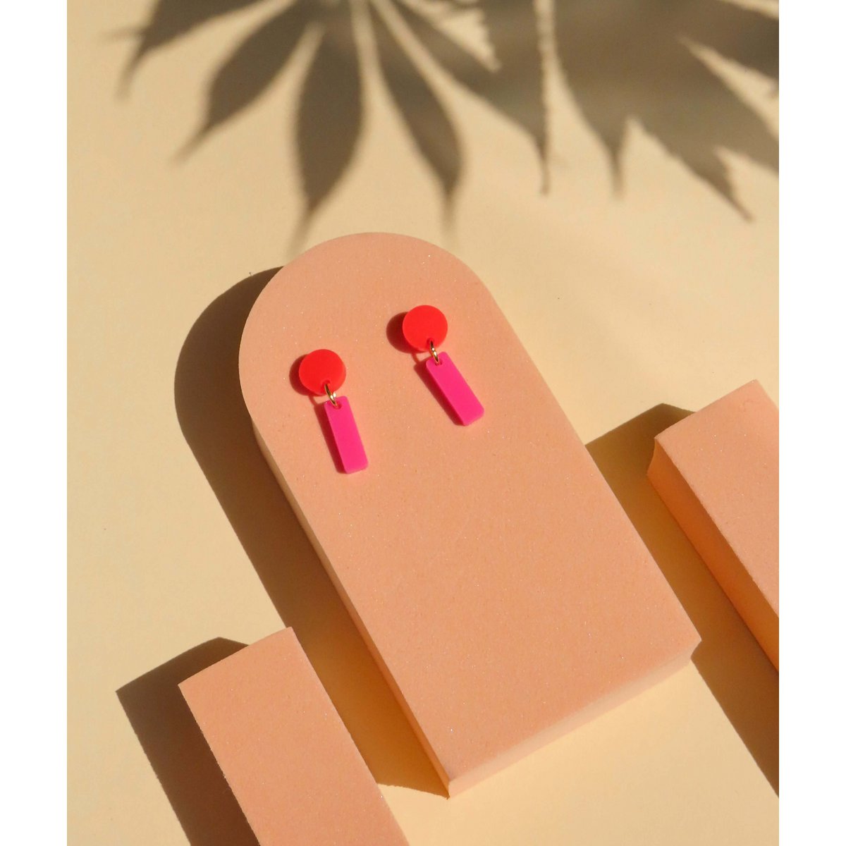Mini Sticks Statement Ohrringe - feuerrot pink