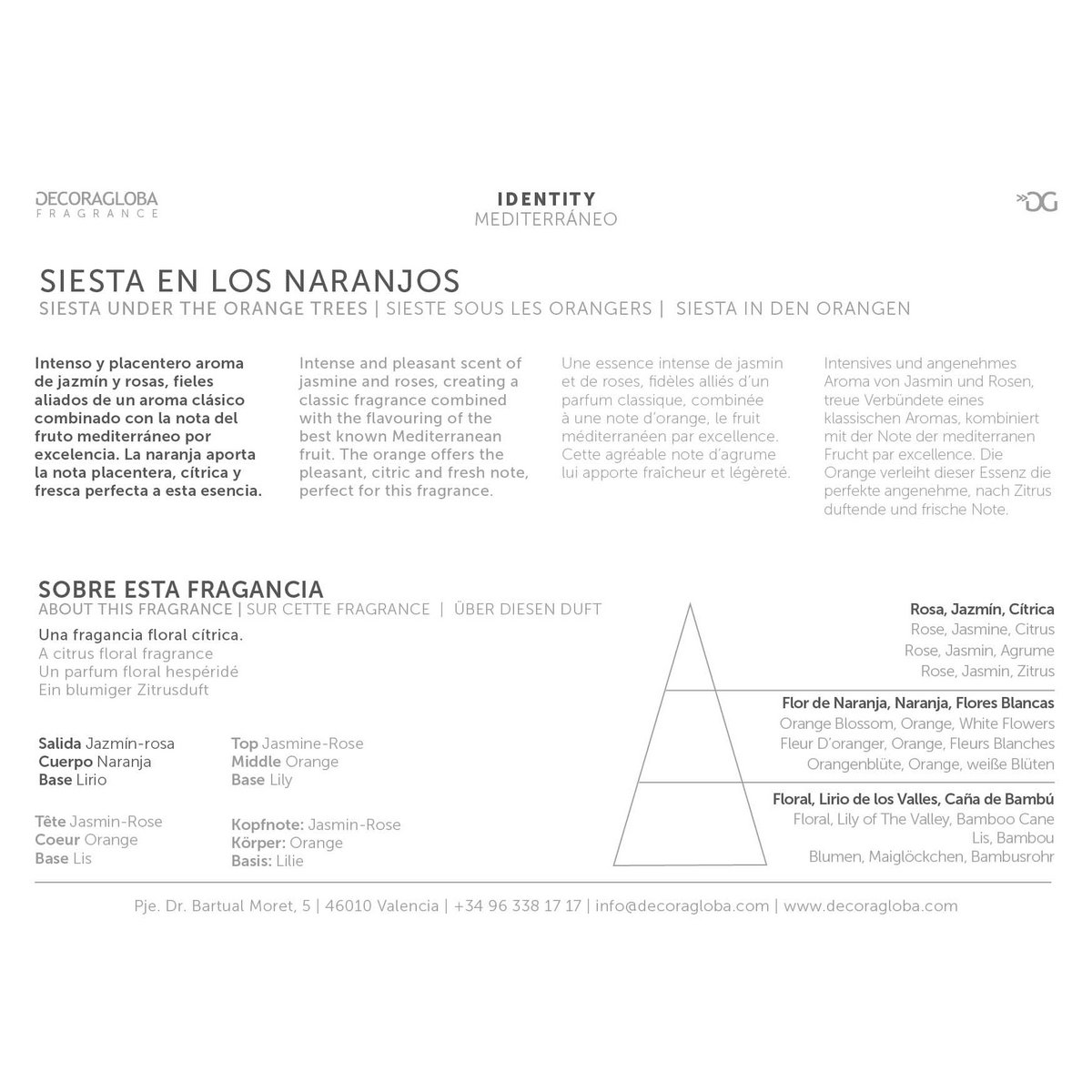 Scented candle | Citrus and floral fragrance of orange blossom fields | Siesta en los Naranjos | 220gr