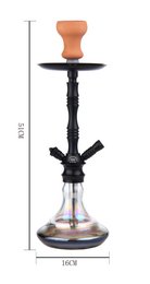 Chicha Complete Shisha Kit met Siliconenslang Keramische Kom, Tang, Mondstuk, Glazen Basis Waterpijp Complete Moderne Set Zwart