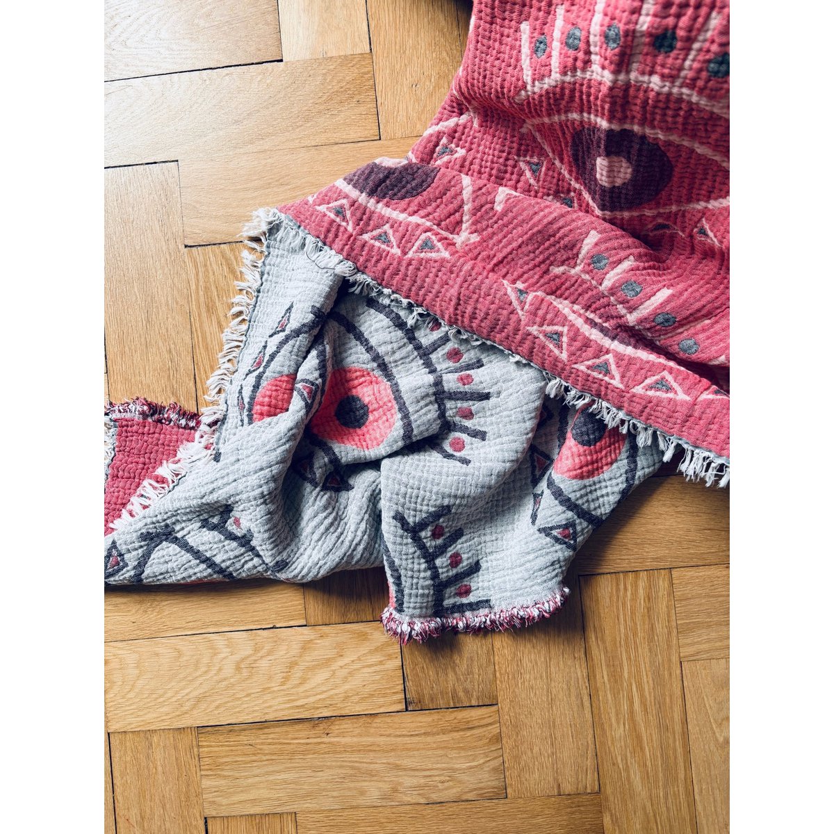 Muslin blanket - Vision - coral blue - 2.20 x 2.50 m