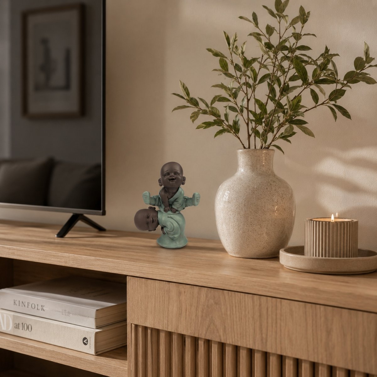 Statuetka 2 Bonzes Jump - Dekoracja Zen i Feng Shui - Aby stworzyć relaksującą i duchową atmosferę - Pomysł na prezent przynoszący szczęście
