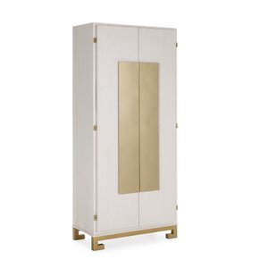 CABINET 85X45X195 WHITE WOOD/GOLD METAL TH2650121