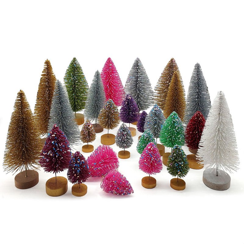 Glitzertannenbaum gold-rainbow, 11x5x5cm