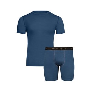 Men's Short Sleeve Top and Boxer Shorts Set 160 Denim