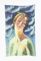 Sjaal Wol/Zijde - Otra Cosa - Vrouw op Blauw - 4736