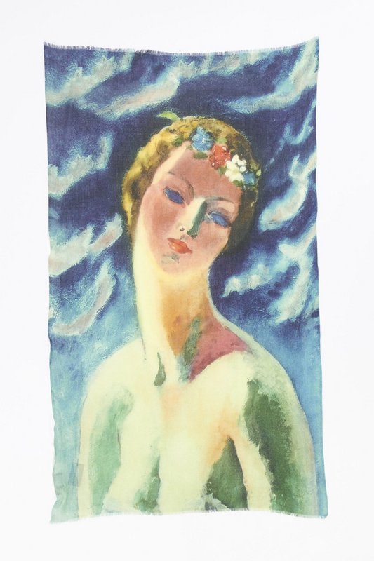 Scarf Wool/Silk - Otra Cosa - Woman on Blue - 4736