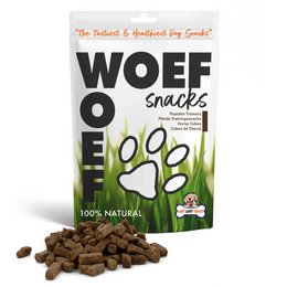  Woef snacks dog treats, 100% natural, per 125g, 400g, or 1kg package. Wholesome, tasty treats for dogs.