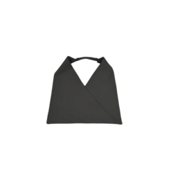 Black origami-style handbag with a unique folded design.