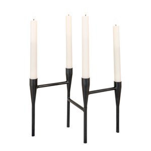 Candle Holder - Steel, Black - 15x28x21 cm