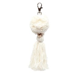 De Pompom-sleutelhanger - Wit