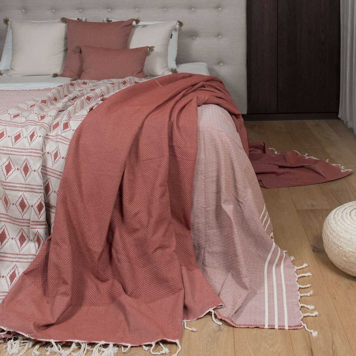Überwurf Grand Foulard Honeycomb - Terrakotta - 190x300cm
