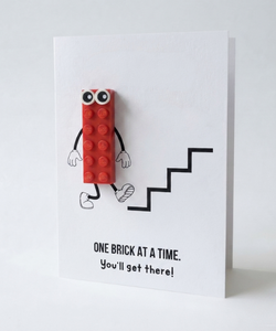 "One Brick at a Time" LEGO Postal card