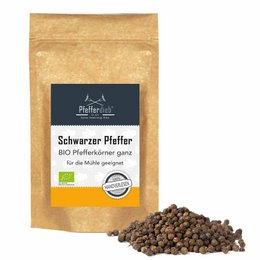 Zwarte peper volledig, premiumkwaliteit rechtstreeks van de Spice Garden, organisch, 250 g