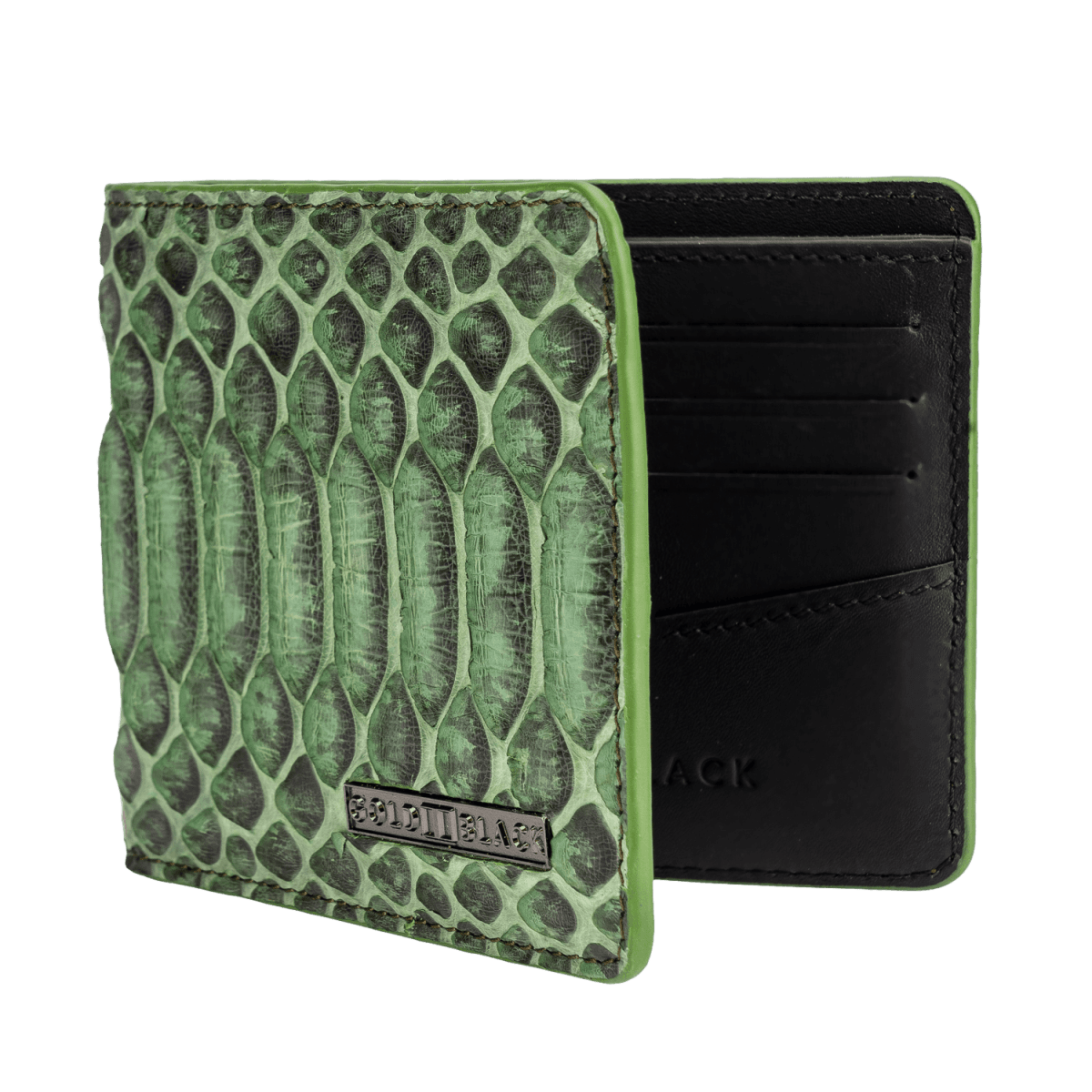 Portefeuille GM cuir python vert