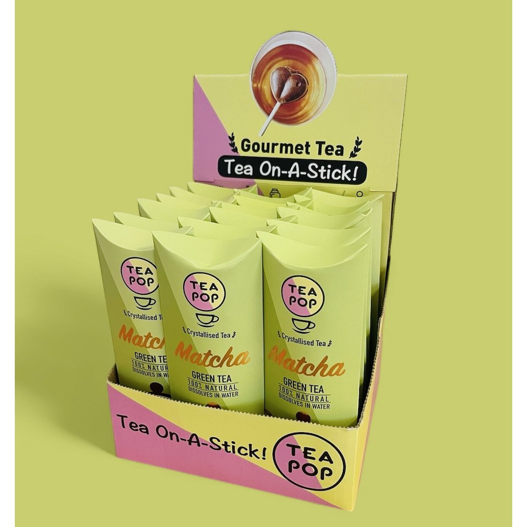 TEA-POP Tea-On-A-Stick | Matcha | 20 Sticks Display Tray