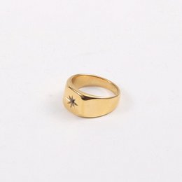 Doneen - Anillo tipo sello con estrella de cristal negro