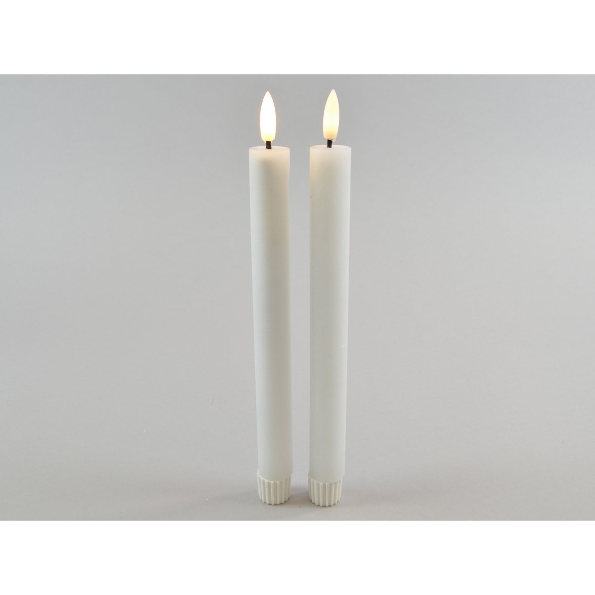LED-pindlys, 15 hvid, sæt 2, 2,2x24cm, tænd/sluk, FB valgfri, timer med FB, 2xAAA