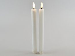 LED-Stabkerze, 15 weiß,Set2, 2,2x24cm,on/off,  FB optional,timer m.FB,2xAAA