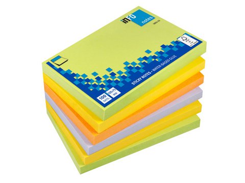 Info notes 125x75mm assorti spring pak 6 blok groen, geel, oranje, paars