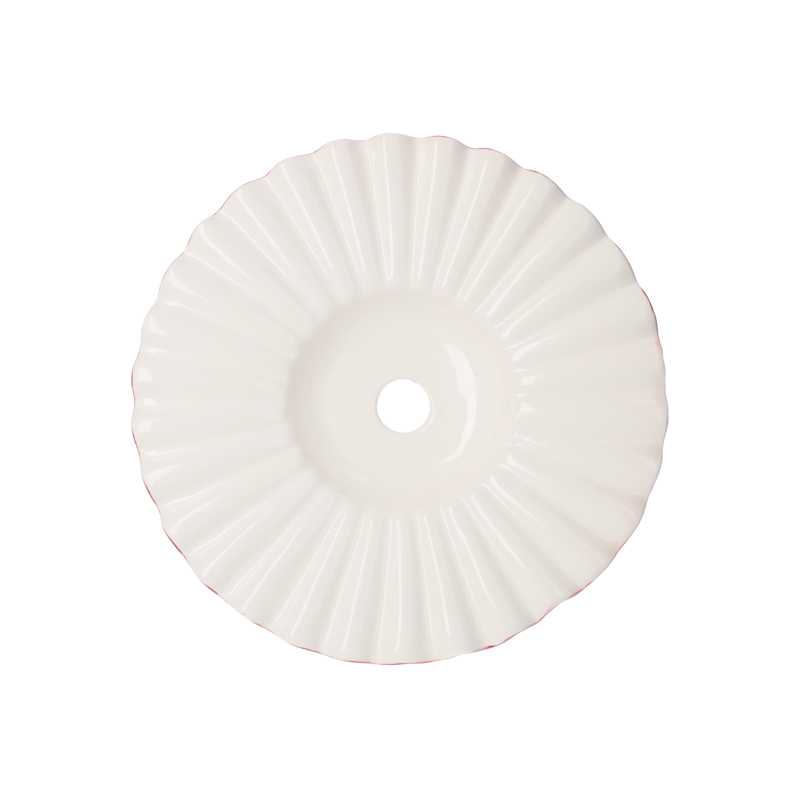 Lampenschirm aus Keramik, D 39 H 8 cm, rosa Rand