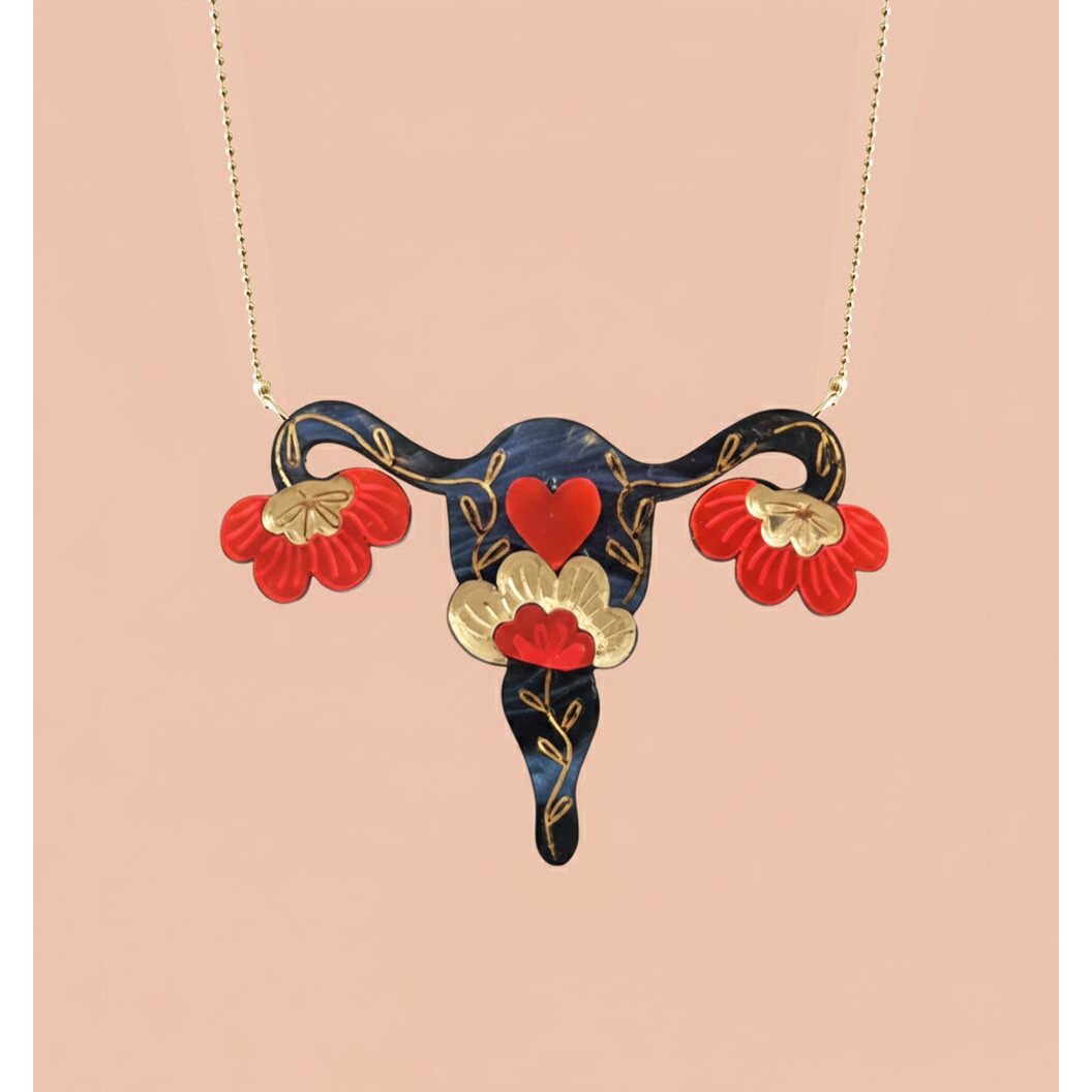 Uterus black necklace