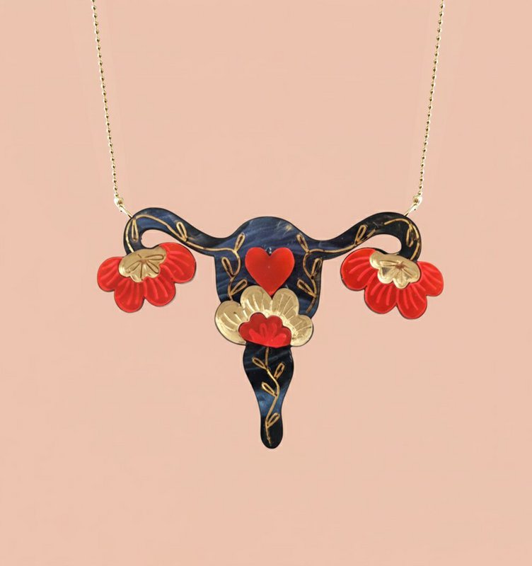 Uterus black necklace