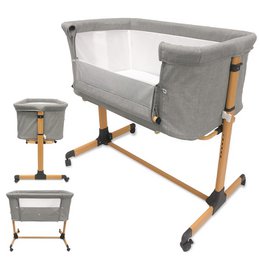 MOISÉ DE ALUMINIO CON ROPA DE CAMA - MOD. PEGADO A MÍ - GRIS