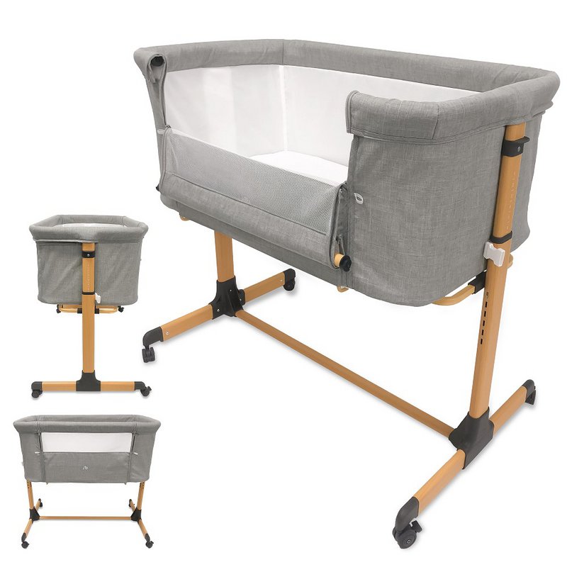 MOISÉ DE ALUMINIO CON ROPA DE CAMA - MOD. PEGADO A MÍ - GRIS