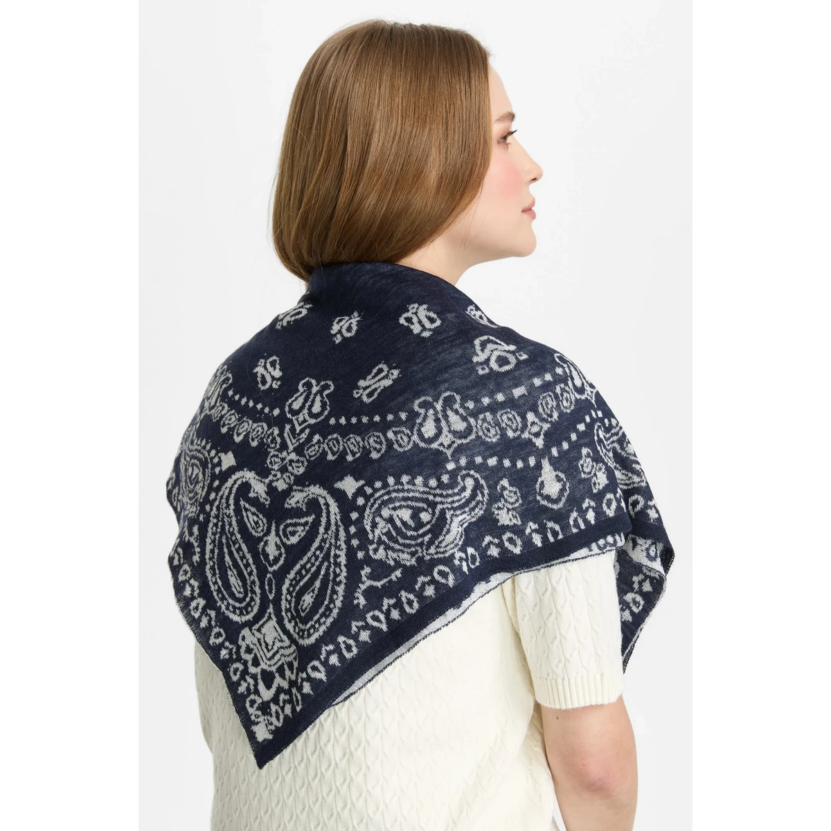 Mohair Pera Foulard (Navy-Beige)