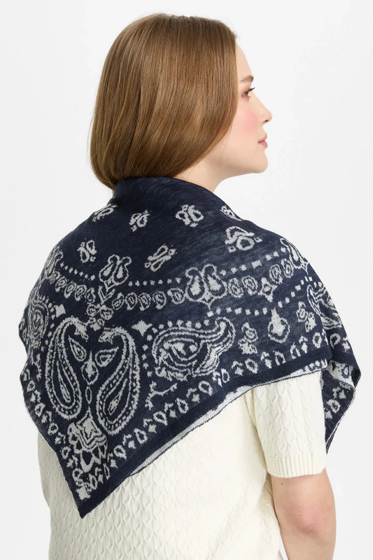 Mohair Pera Foulard (Navy-Beige)
