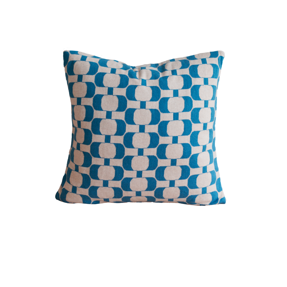 Edith Pillow-Cover Blue, Soft Jacquard Knitted Cotton