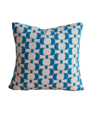 Edith Pillow-Cover Blue, Soft Jacquard Knitted Cotton