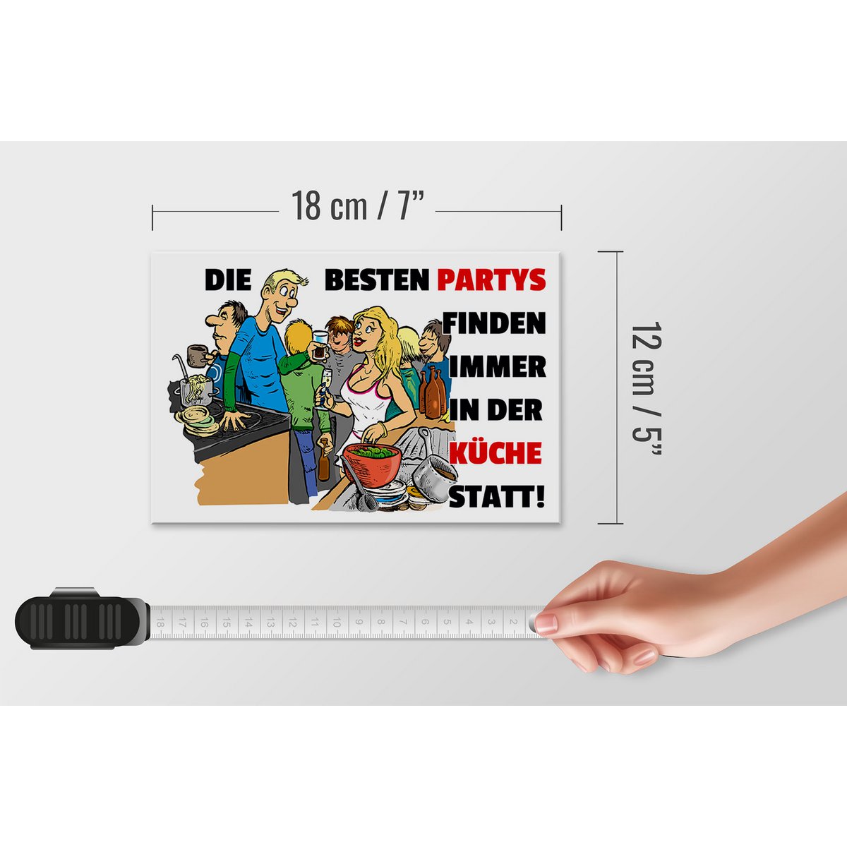 Tin sign saying 18x12cm Best parties in the kitchen decoration