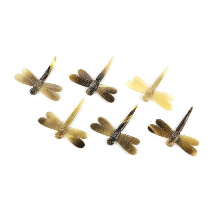 Lot de 6 porte-couteaux Dragonfly en corne blonde