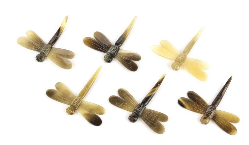 Lot de 6 porte-couteaux Dragonfly en corne blonde