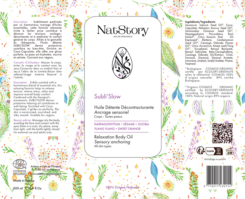 SUBLI'SLOW, OLIO DA MASSAGGIO PROFESSIONALE RELAX E BENESSERE