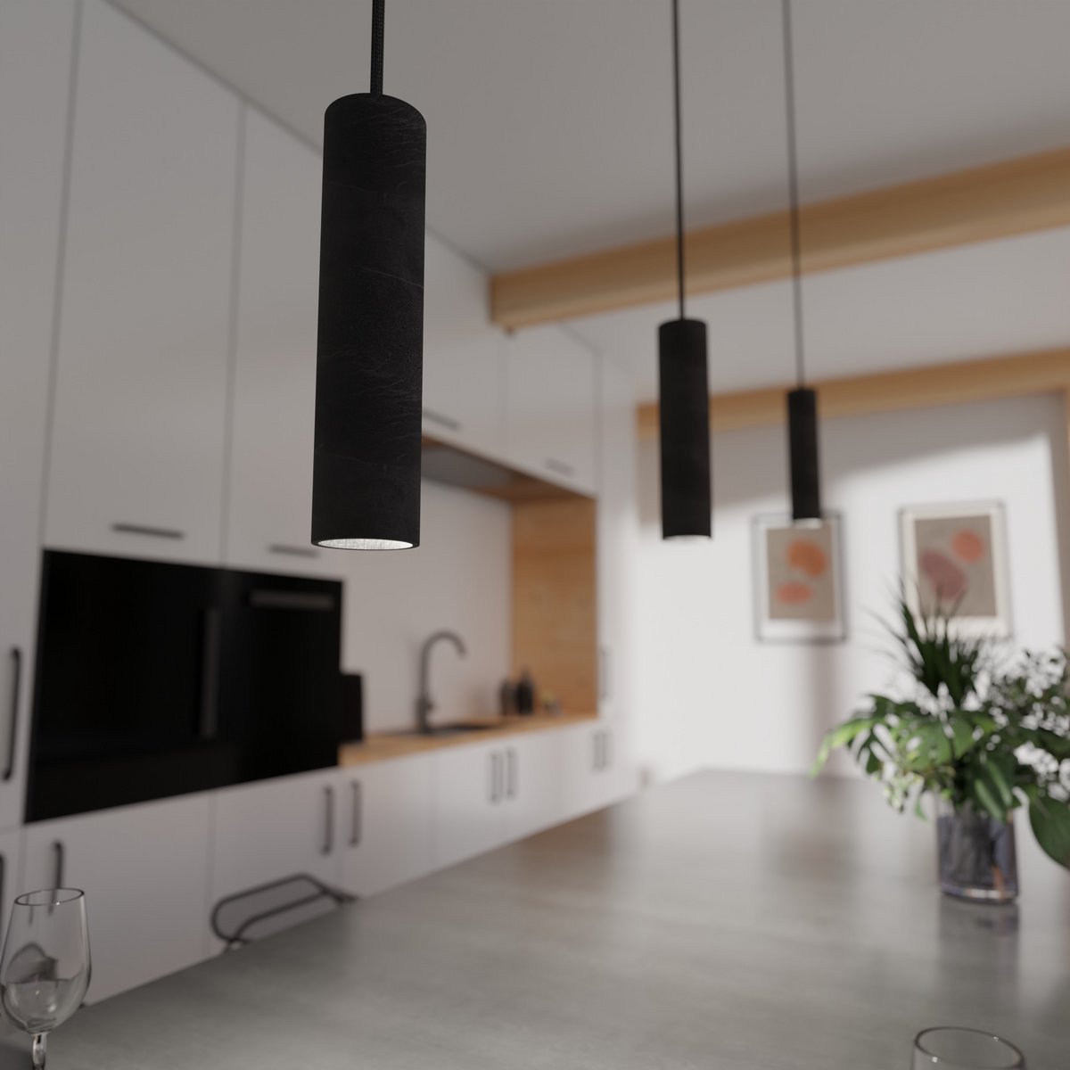 Pendant lamp "Nara27" concrete lamp GU10 Silver Black