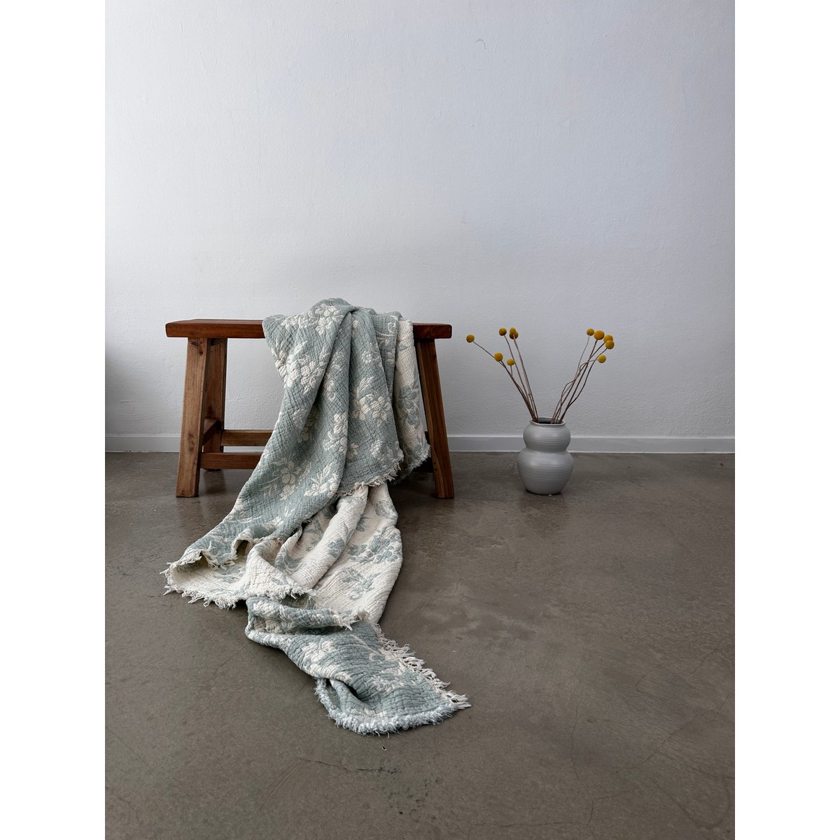 Muslin blanket - ROSE - light blue-white - 2.20 x 2.50 m