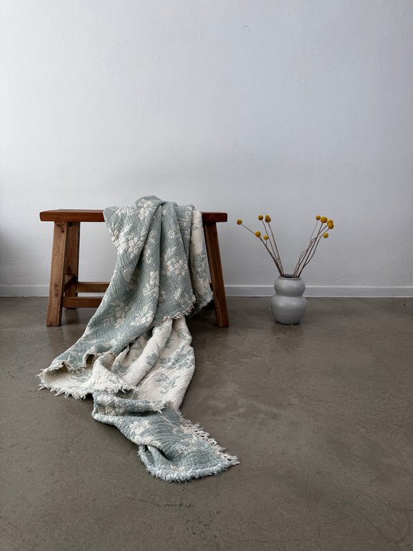 Muslin blanket - ROSE - light blue-white - 2.20 x 2.50 m